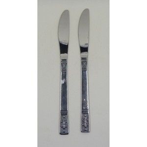 Interpur Stainless Steel Fleur de Lis Dinner Knives Set of 2